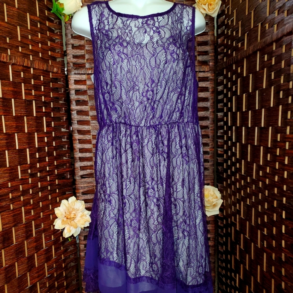 NEW RYU DRESS is lace color is purple and gray